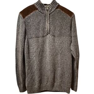 EUC Cambridge Dry Goods Gray and Brown Zip-Up Sweater